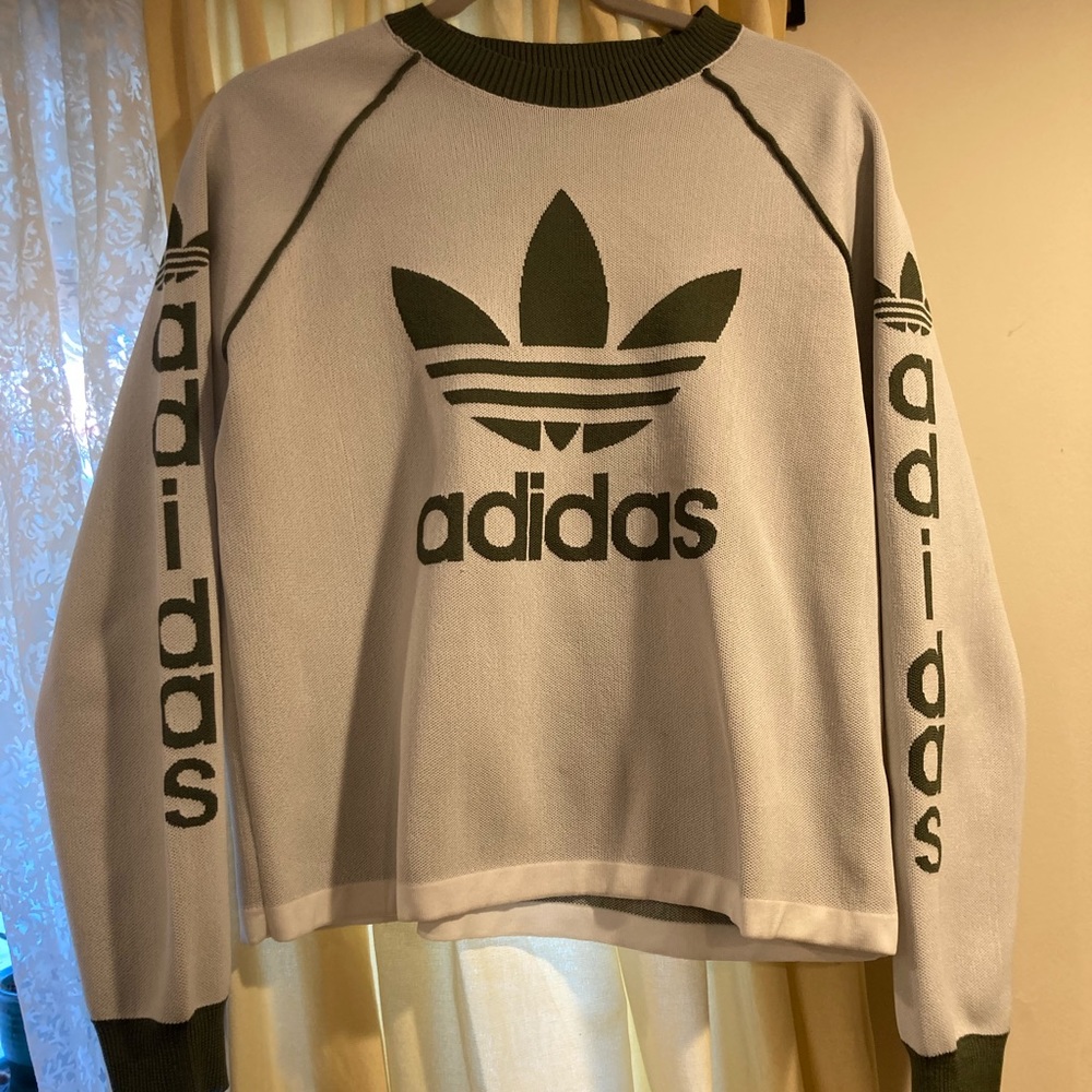 Adidas Branded Olive and White Sweatshirt